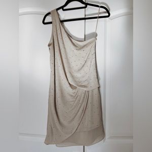 Express Embellished Rhinestones Cocktail One Shoulder Dress